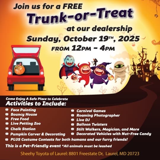 Sheehy Toyota of Laurel to Host Free Family-Friendly Trunk-Or-Treat Event