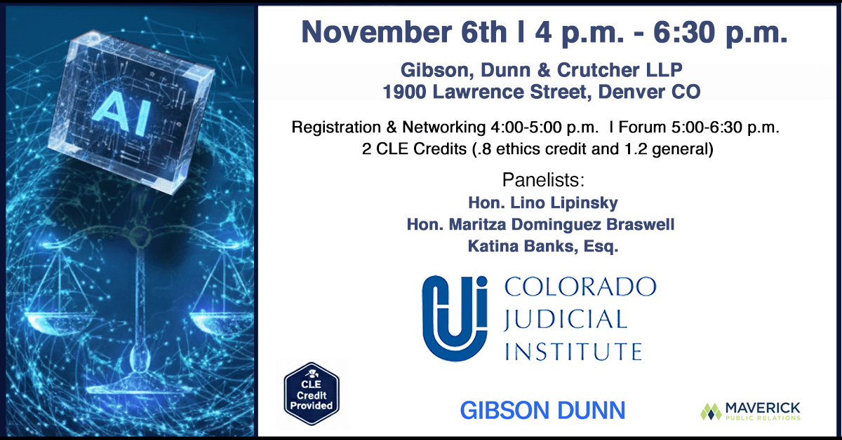 Colorado Judicial Institute to Host Forum on AI’s Impact on Legal Profession