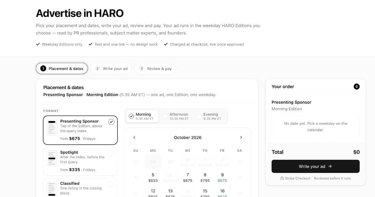 HARO Launches Self-Serve Advertising, Keeping Pitching Free for PR Pros