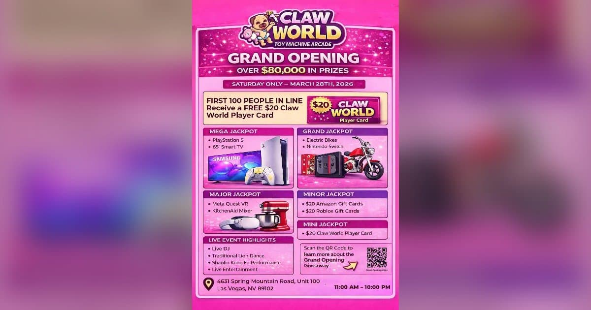Claw World Chinatown Grand Opening in Las Vegas Signals Shift in Attention Economy